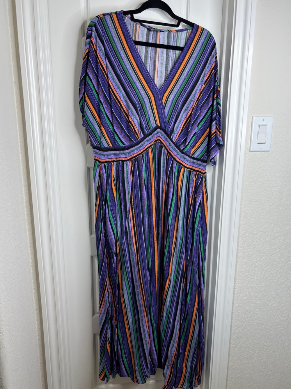 BloomChic Purple Multi-Stripe V-Neck Maxi Dress
